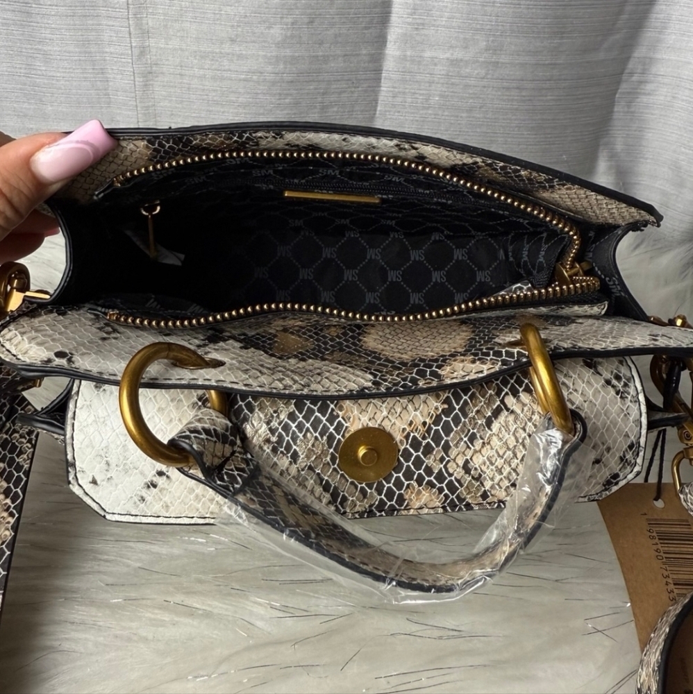 STEVE MADDEN Snakeskin Bevelyn Crossbody Satchel Bag - Picture 5 of 10